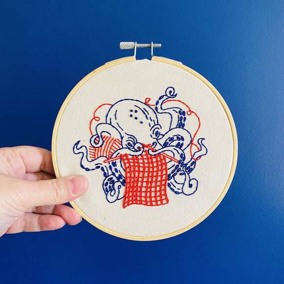 Hook Line & Tinker - Industrious Octopus Complete Embroidery Kit Kits