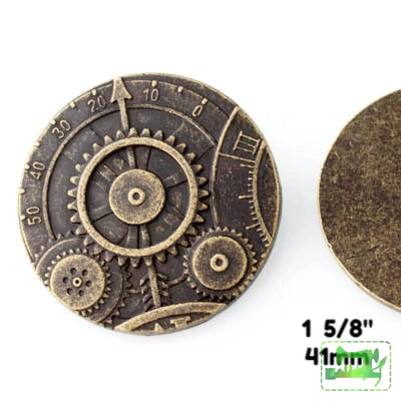 Mechanism Button - Antique Brass - 1 5/8 (41mm)