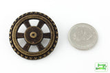 Open Wheel Button - Antique Brass - 1 5/8" (44mm) - Craft De Ville - Craft de Ville