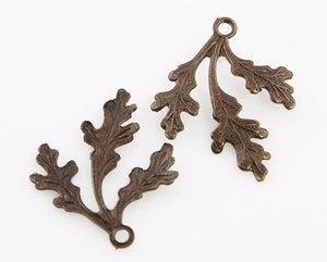 Oak Frond Charm - Natural Brass - Vintaj - Craft de Ville