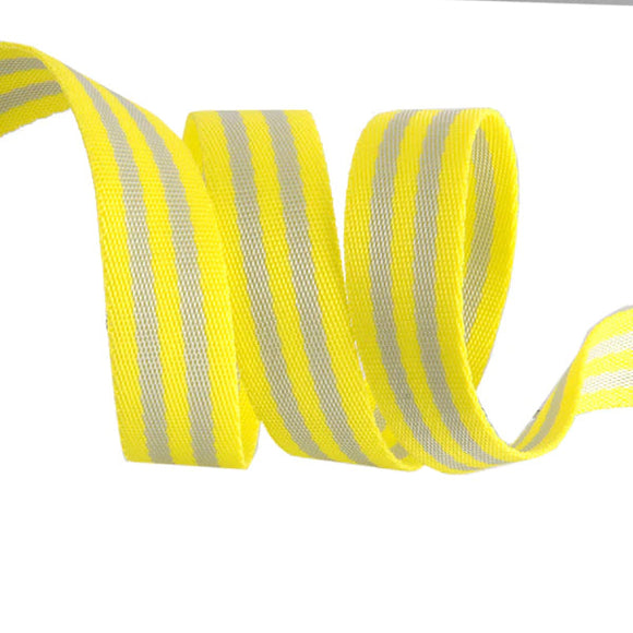 Tula Pink Webbing - 1 Wide Neon Yellow & Grey Nylon