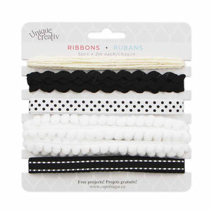 Unique Creativ Assorted Trim Pack Black & White Trims