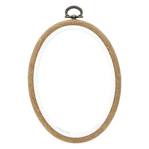 Decorative Plastic Oval Woodgrain Embroidery Hoop - 4 X 5