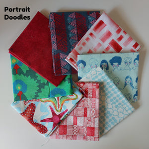 Curated 8 Fat Quarter Bundle - Portrait Doodles