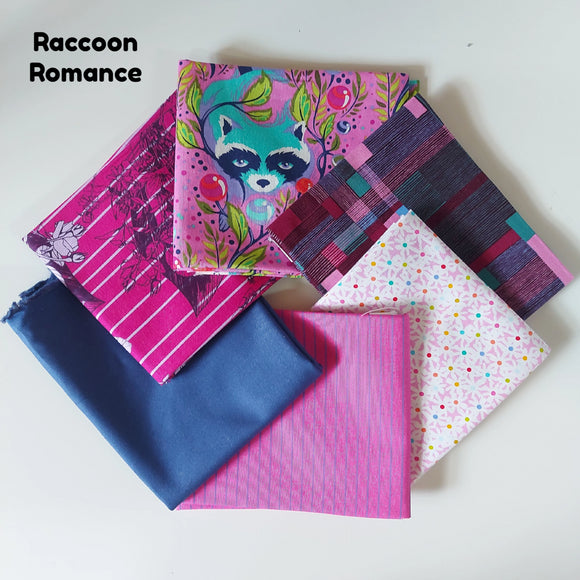 Curated 6 Fat Quarter Bundle - Raccoon Romance