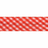 Extra Wide Double Folded Bias - Gingham 14Mm Small Red Tape