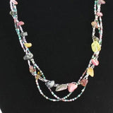 Multi strand Crocheted Siver plated copper with Tourmaline chips and glas seedbeads - Craft De Ville - Craft de Ville