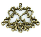 Scroll Shaped Pendant with Eight Holes Antique Bronze Plated - Craft De Ville - Craft de Ville