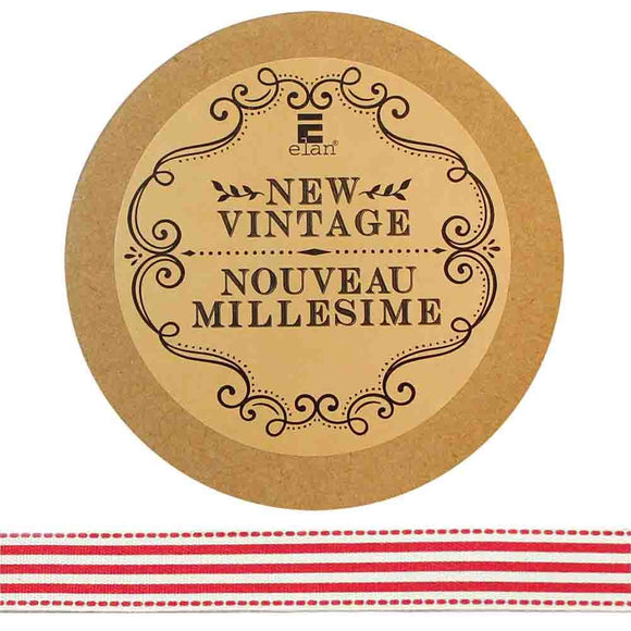 Cotton Stripes Ribbon - Red - 15mm - Elan - Craft de Ville