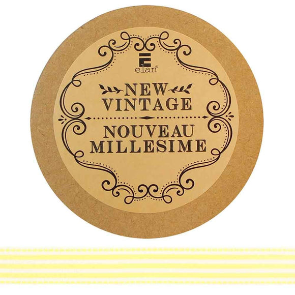 Cotton Stripes Ribbon - Yellow - 15mm - Elan - Craft de Ville