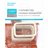 Rectangle Rings - 1.25" (32mm) - Silver - 4 pack