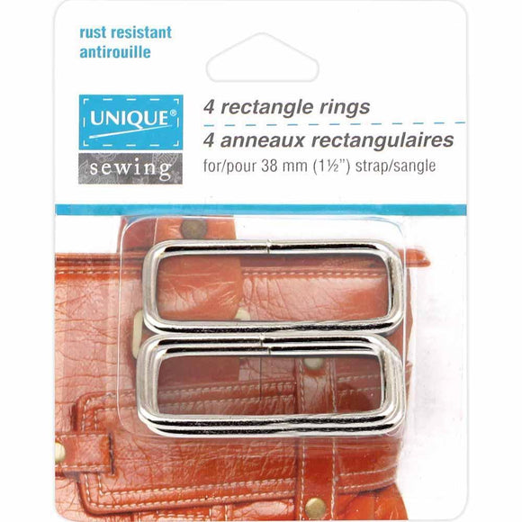 Rectangle Rings - 1.5 (38Mm) Silver 4 Pack Notions