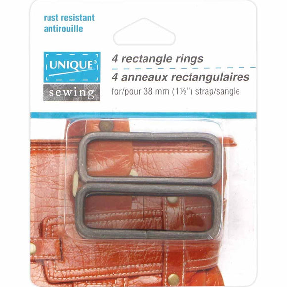 Rectangle Rings - 1.5 (38Mm) Gunmetal 4 Pack Notions