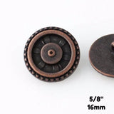 Closed Wheel Button - Antique Copper - 5/8" (16mm) - Craft De Ville - Craft de Ville