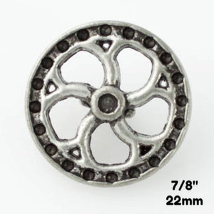 Flywheel Button - Antique Silver - 7/8" (22mm) - Craft De Ville - Craft de Ville