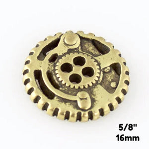 Gears Button - Antique Brass - 5/8" (16mm) - Craft De Ville - Craft de Ville