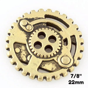 Gears Button - Antique Brass - 7/8" (22mm) - Craft De Ville - Craft de Ville