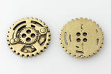 Gears Button - Antique Brass - 7/8" (22mm) - Craft De Ville - Craft de Ville