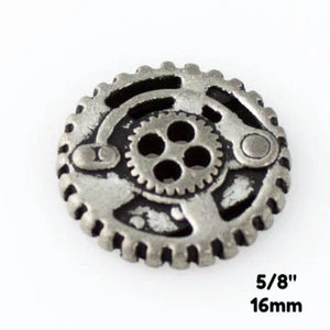 Gears Button - Antique Silver - 5/8" (16mm) - Craft De Ville - Craft de Ville