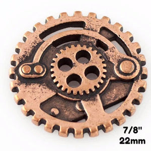 Gears Button - Antique Copper - 7/8" (22mm) - Craft De Ville - Craft de Ville