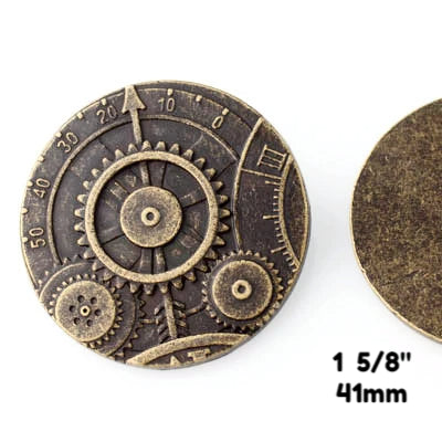 Mechanism Button - Antique Brass - 1 5/8