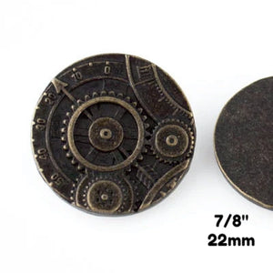 Mechanism Button - Antique Brass - 7/8" (22mm) - Craft De Ville - Craft de Ville