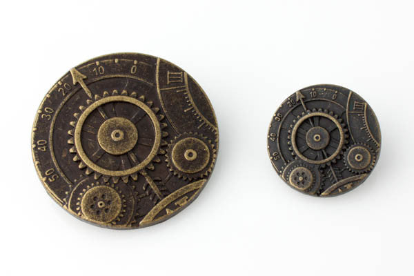 Mechanism Button - Antique Brass - 7/8