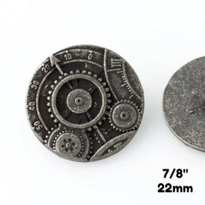 Mechanism Button - Antique Silver - 7/8" (22mm) - Craft De Ville - Craft de Ville