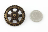 Open Wheel Button - Antique Brass - 1 5/8" (44mm) - Craft De Ville - Craft de Ville