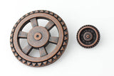 Open Wheel Button - Antique Copper - 1 5/8" (44mm) - Craft De Ville - Craft de Ville