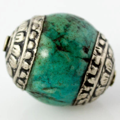 Thai Silver - Capped Green Turquoise Bead - Perfectly Reasonable Tours - Craft de Ville