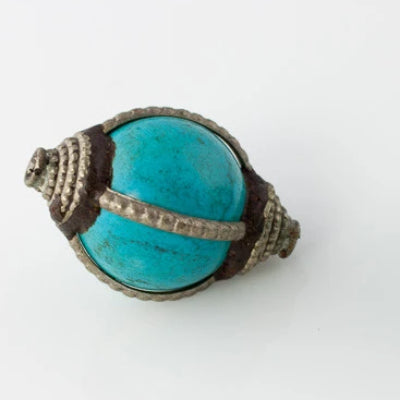 Thai Silver - Capped Blue Turquoise Bead - Perfectly Reasonable Tours - Craft de Ville