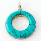 Thai Silver - Turquoise and Silver Donut Pendant - Perfectly Reasonable Tours - Craft de Ville