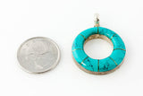 Thai Silver - Turquoise and Silver Donut Pendant - Perfectly Reasonable Tours - Craft de Ville