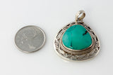 Thai Silver - Large Turquoise Filigree Pendant - Perfectly Reasonable Tours - Craft de Ville