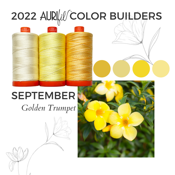 Preorder September - Aurifil 50Wt Color Builders Golden Trumpet Cotton Thread