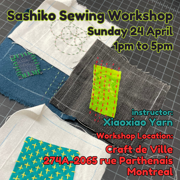 Sashiko Sewing Workshop - Sunday April 28 - 1pm to 5pm