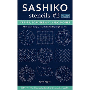 Sashiko Stencils - #2 Crests Borders & Classic Motifs Embroidery Book