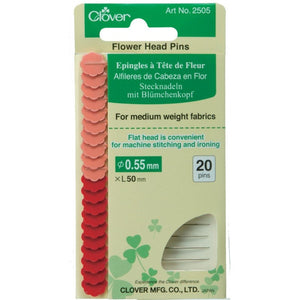 Clover Flower Head Pins - 20 Pins Carded Straight