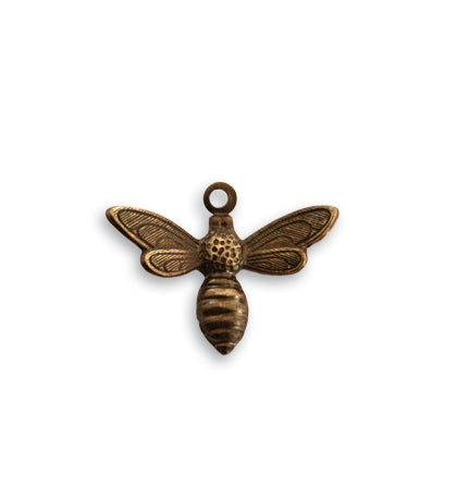 Busy Bee Charm - Natural Brass 17X13Mm Charms & Pendants