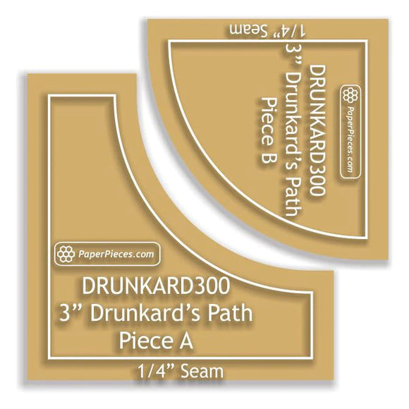 Drunkards Path Acrylic Templates - 1/4 Seam 3 Block