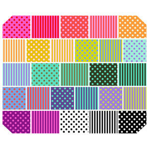 Preorder September - Tula Pink True Colors Pom Poms And Stripes Fat Quarter Pack Precut Fabric