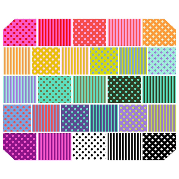 Preorder September - Tula Pink True Colors Pom Poms And Stripes Fat Quarter Pack Precut Fabric