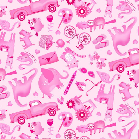 Timeless Treasures - I Spy Objects - Pink