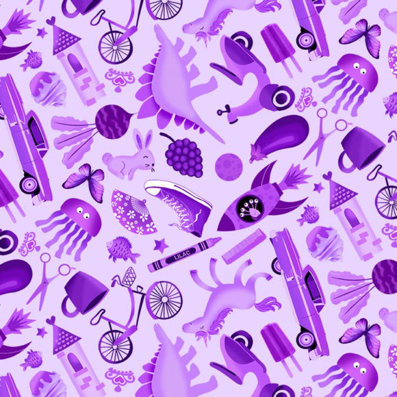 Timeless Treasures - I Spy Objects - Purple