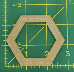 Acrylic Windowed Hexagon Template - 3/8" seam