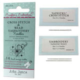 John James Crafters Collection - Cross Stitch & Bead Embroidery Assorted 14 Pack Needles