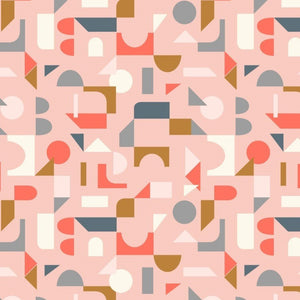 Lewis & Irene - Forme Scattered Geo On Blush Pink Fabric