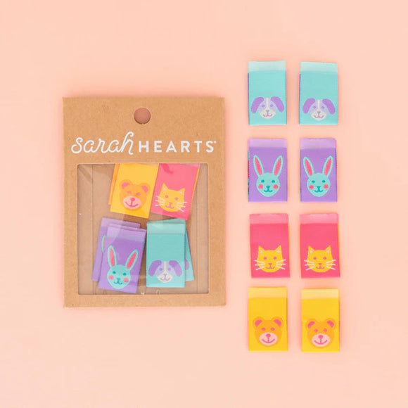 Sarah Hearts - Multipack Woven Labels - Animal Friends