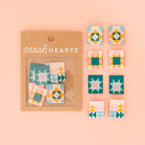 PREORDER - Sarah Hearts - Multipack Woven Labels - Quilt Blocks